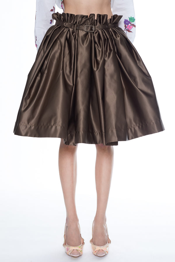BELTED BALLGOWN SKIRT in khaki