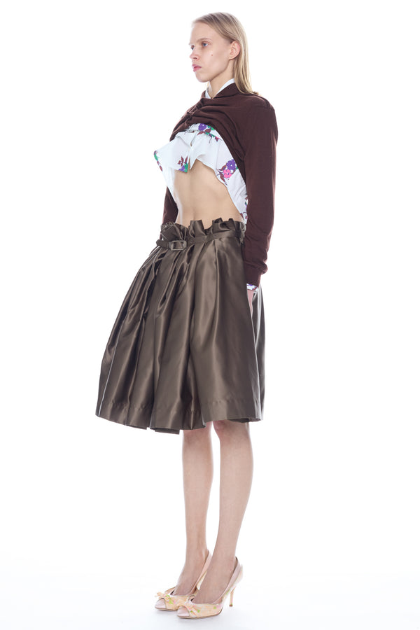 BELTED BALLGOWN SKIRT in khaki