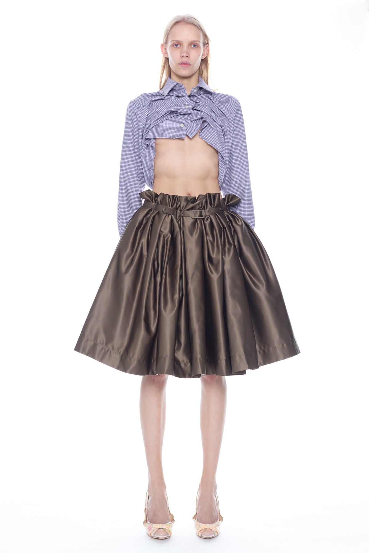 LIFTED SHIRT in lilac and white