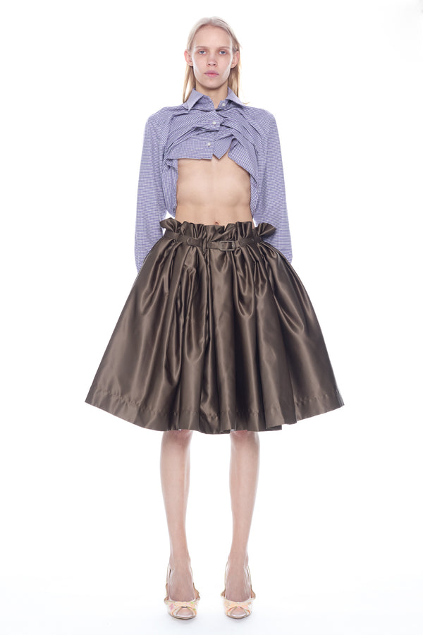 LIFTED SHIRT in lilac and white