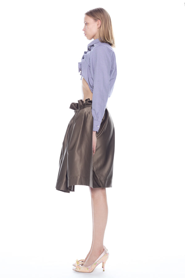 LIFTED SHIRT in lilac and white