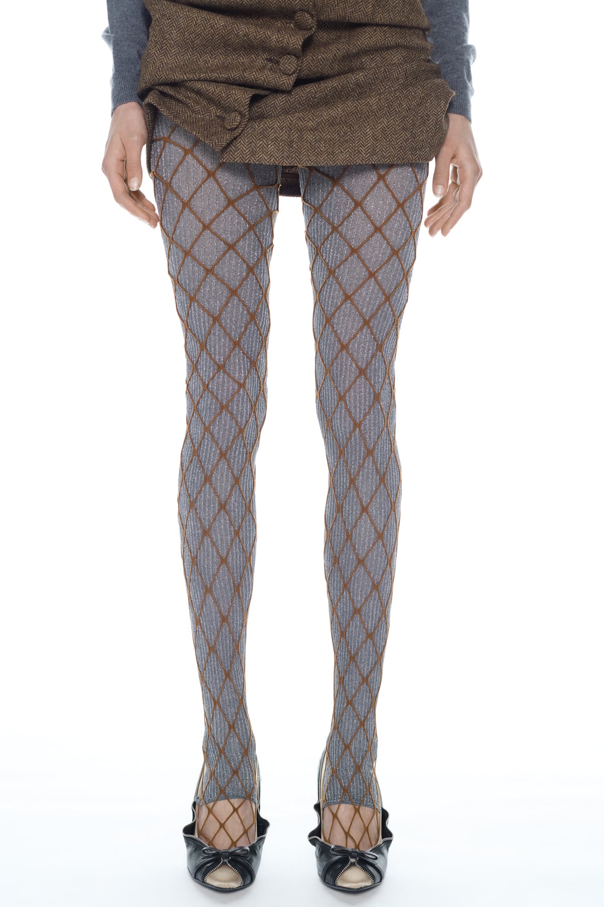 DOUBLE LEGGINGS WITH SWEDISH STOCKINGS in beige and silver