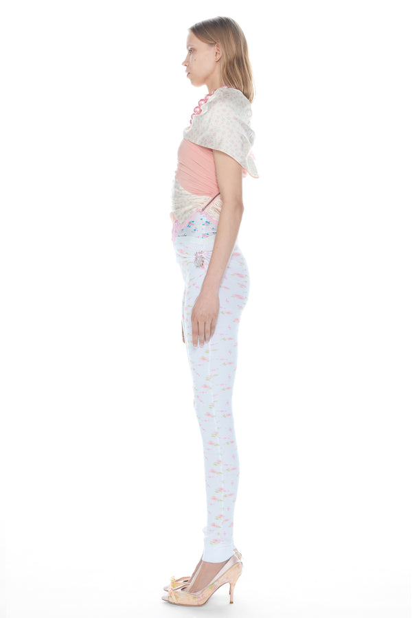 TWISTED NIGHTGOWN TOP in coral and cream floral