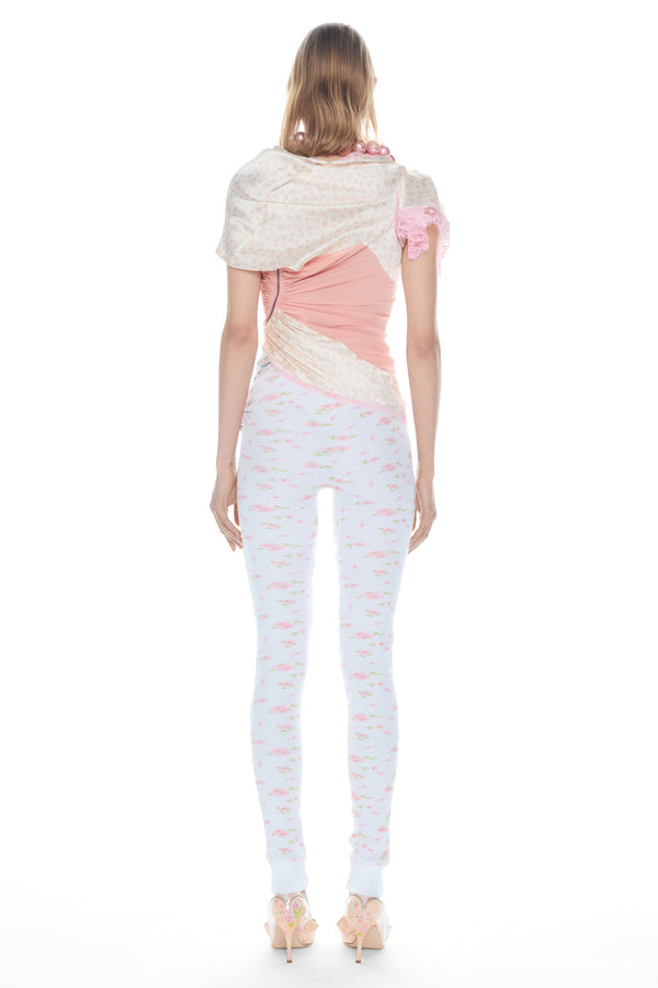 TWISTED NIGHTGOWN TOP in coral and cream floral