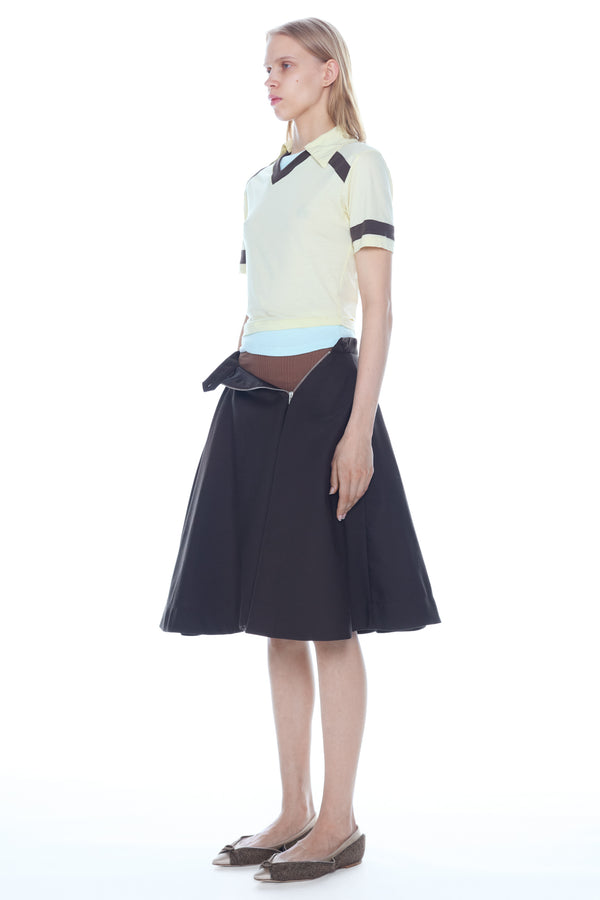 UNZIPPED CIRCLE SKIRT in brown