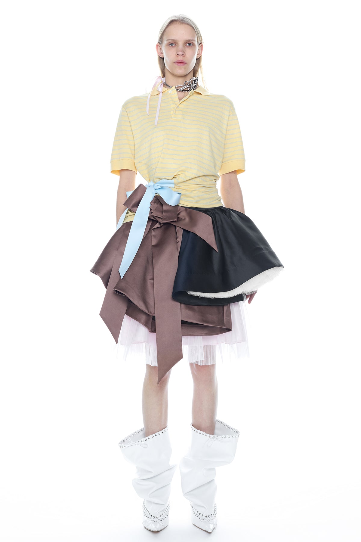 TIED POLO in yellow and blue