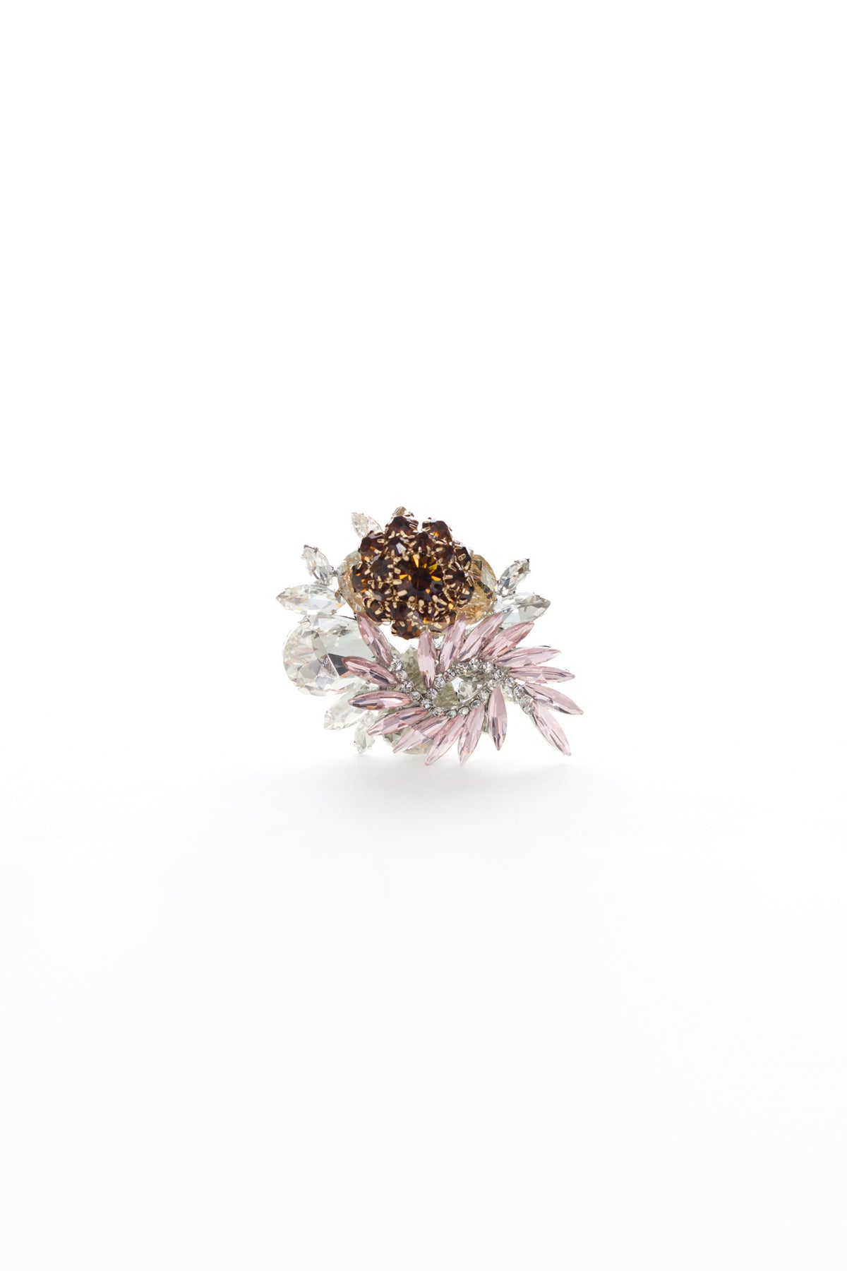 CLUSTER BROOCH in brown, pink and clear crystal