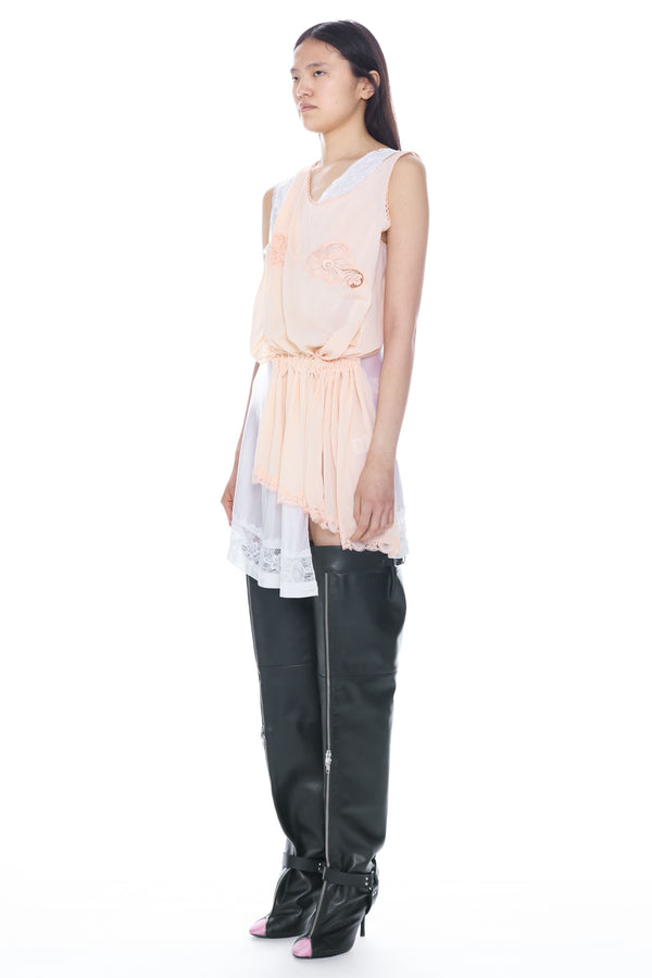 DOUBLE NIGHTGOWN in white and peach