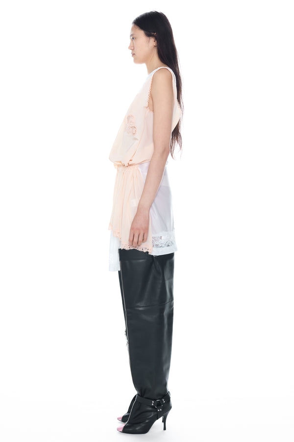 DOUBLE NIGHTGOWN in white and peach