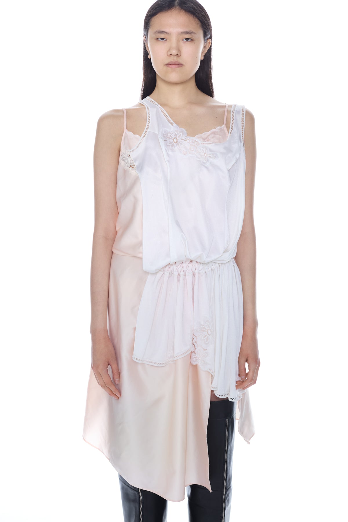 DOUBLE NIGHTGOWN in beige and white