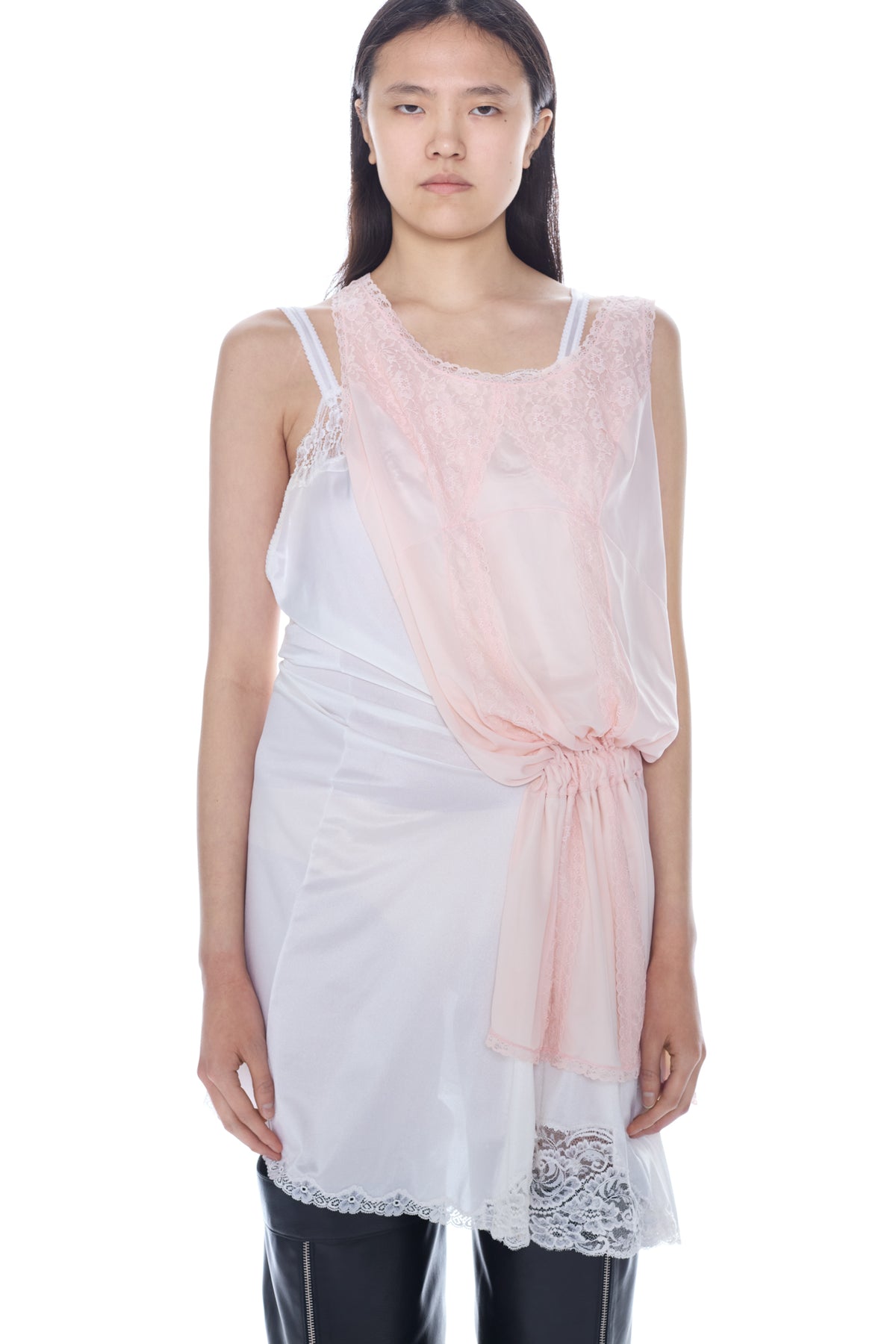 DOUBLE NIGHTGOWN in white and rose