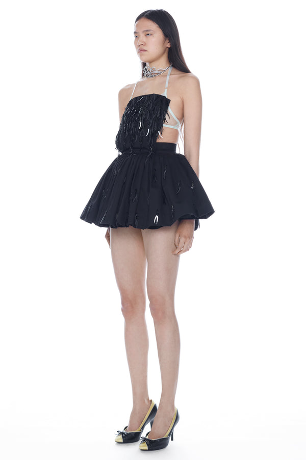 APRON SEQUIN DRESS in black