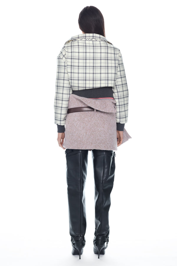 TWISTED WOOL BLOUSON  in cream and grey