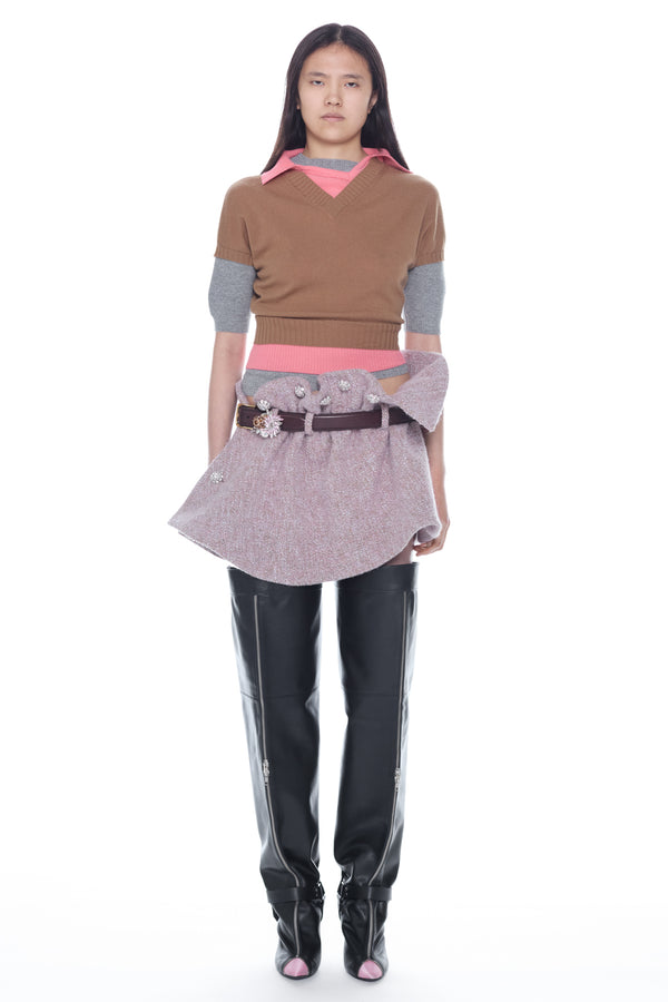 TRIPLE SWEATER in beige, coral and grey