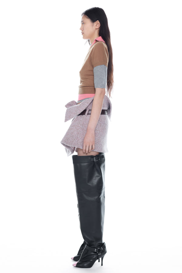 TRIPLE SWEATER in beige, coral and grey