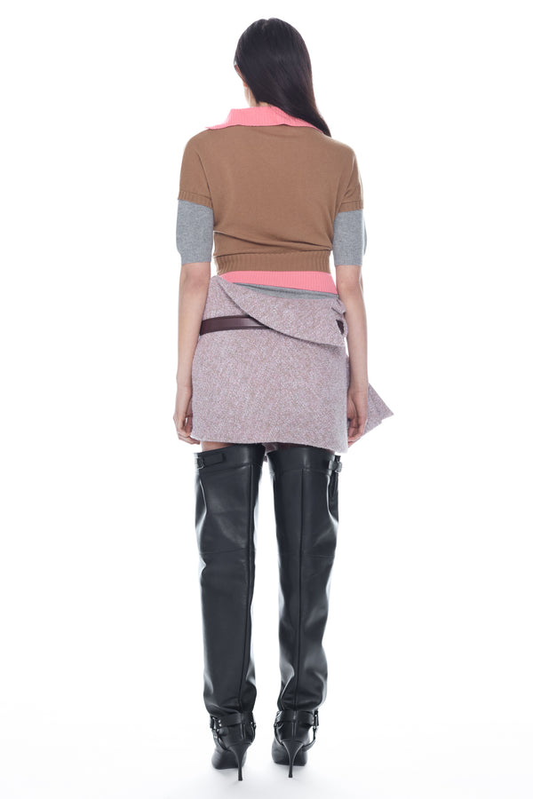 TRIPLE SWEATER in beige, coral and grey