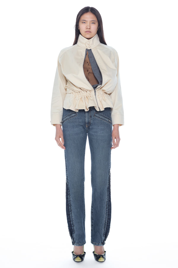 TWISTED COTTON BLOUSON  in beige