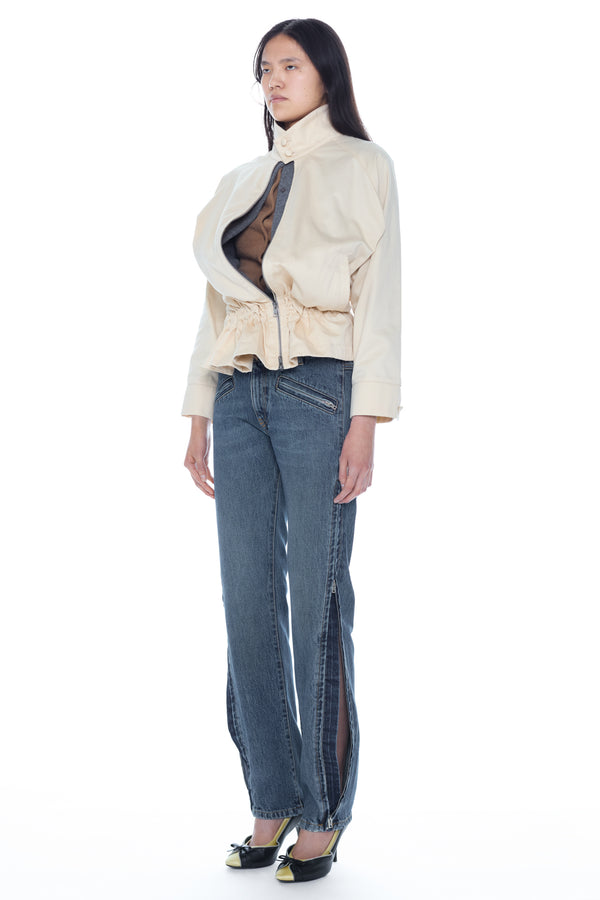 TWISTED COTTON BLOUSON  in beige