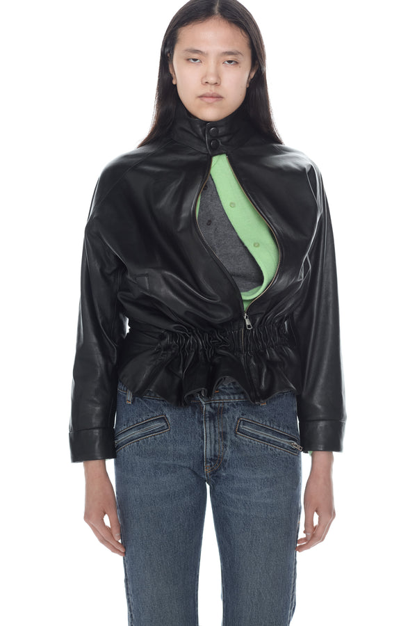 TWISTED LEATHER JACKET  in black