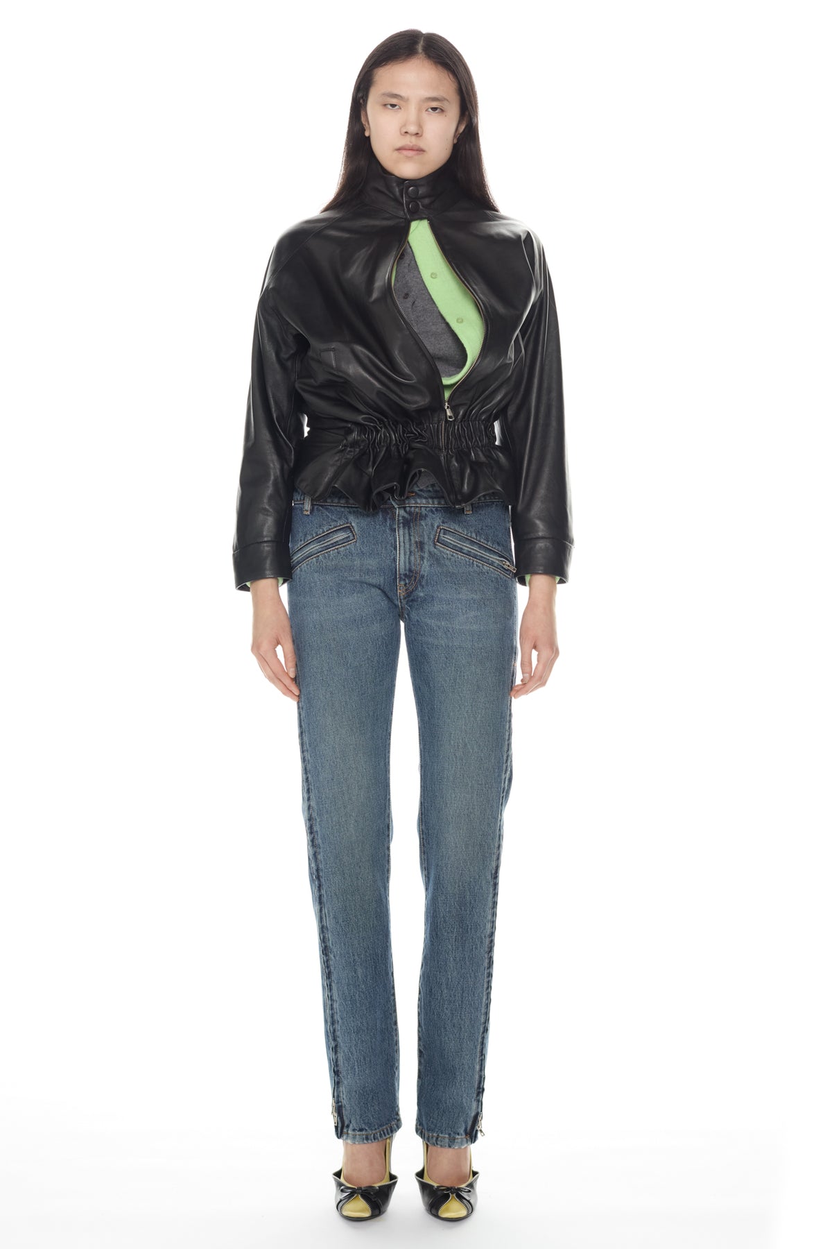 TWISTED LEATHER JACKET  in black