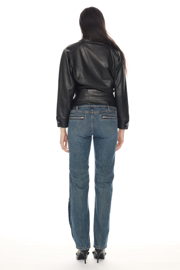 TWISTED LEATHER JACKET  in black