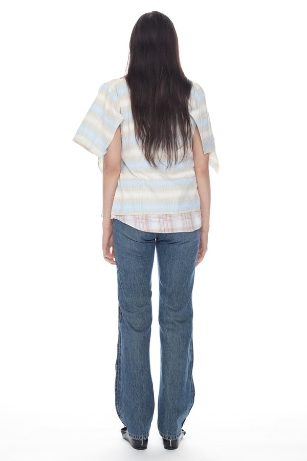 DOUBLE SHIRT in beige and light blue