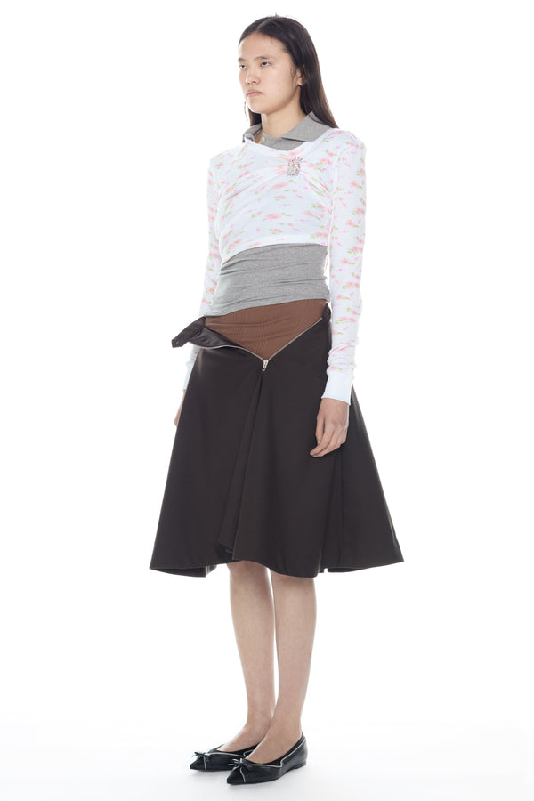 PULLED POLO in white floral and grey
