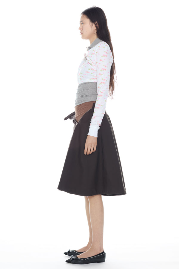 PULLED POLO in white floral and grey