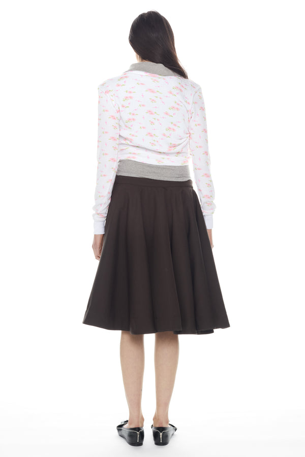 PULLED POLO in white floral and grey