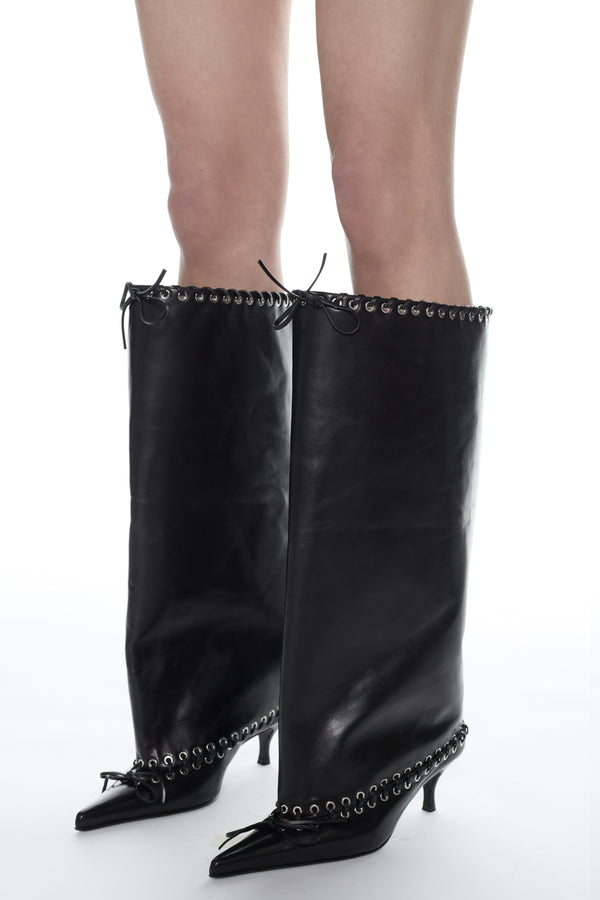 LEVEL BOOT, KNEE HIGH in black nappa