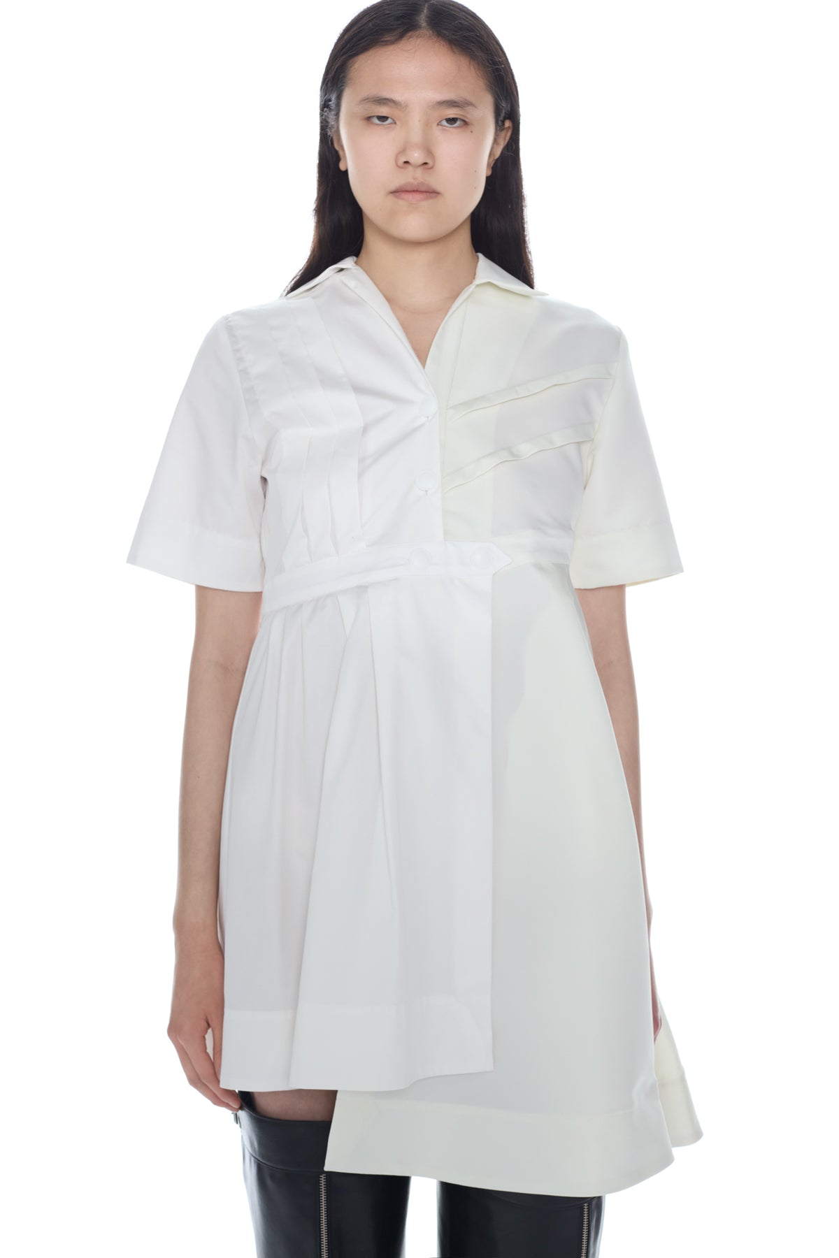 DOUBLE NURSE DRESS in white and cream