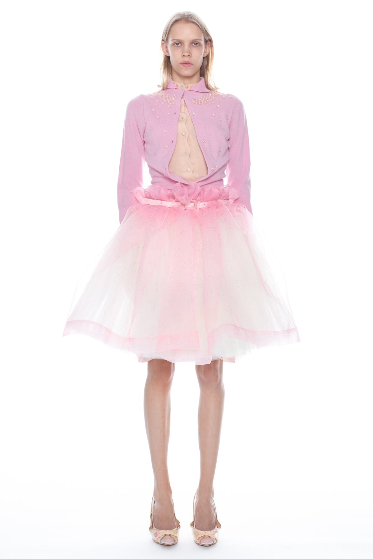 BELTED BALLGOWN SKIRT in pink floral