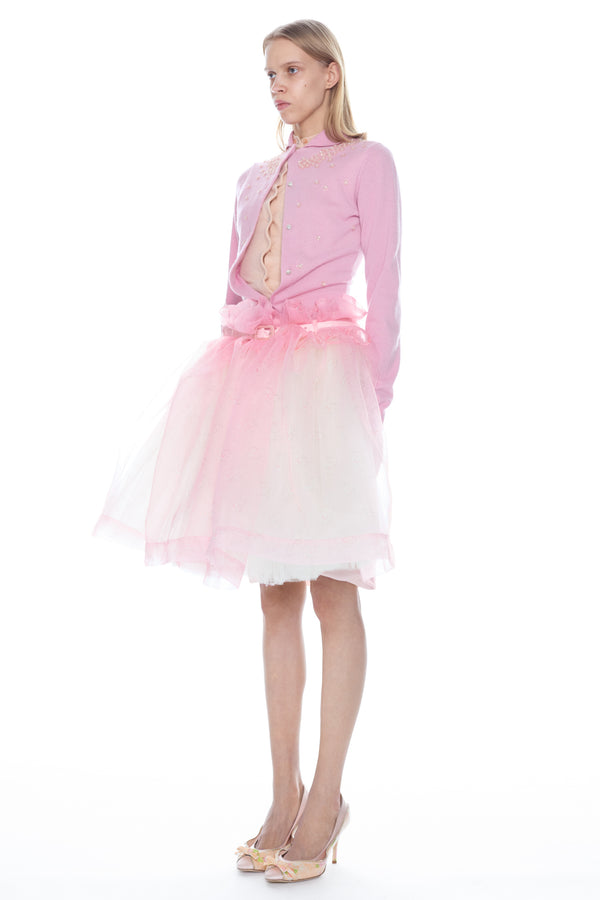 BELTED BALLGOWN SKIRT in pink floral