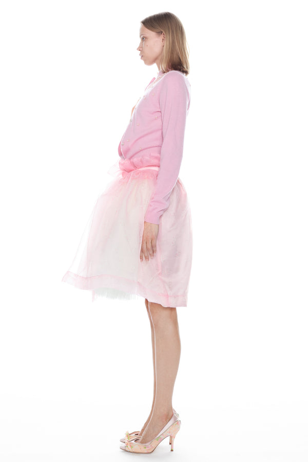 BELTED BALLGOWN SKIRT in pink floral