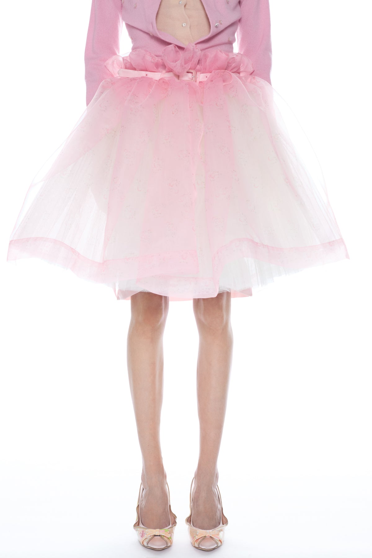 BELTED BALLGOWN SKIRT in pink floral